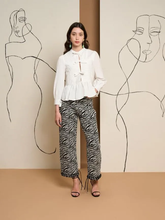 Womenswear Ghospell Dillon Tie Front Blouse Pearled White Sister Jane