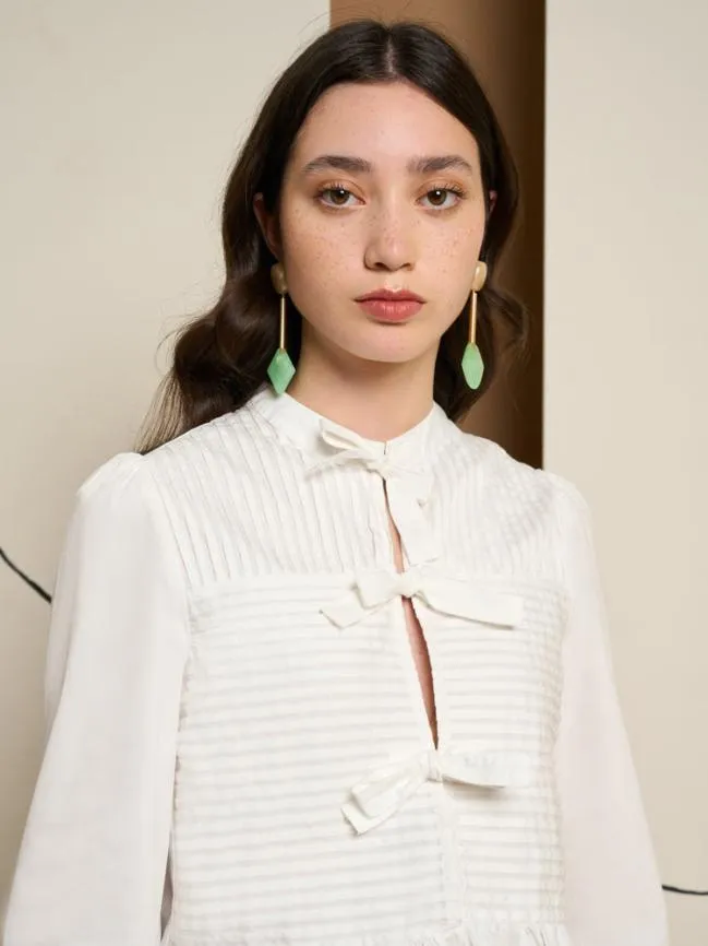 Womenswear Ghospell Dillon Tie Front Blouse Pearled White Sister Jane