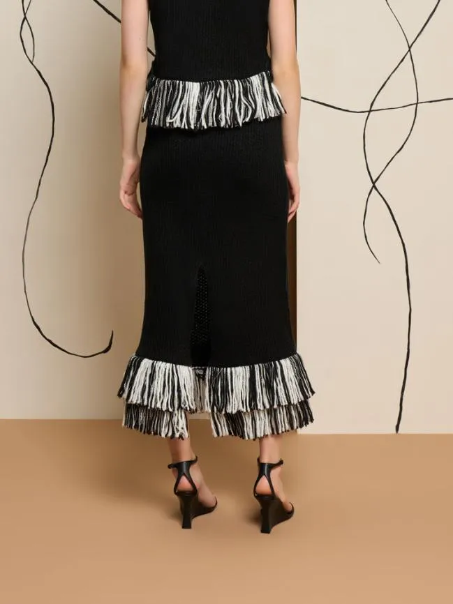 Womenswear Ghospell Kendra Fringe Hem Skirt Coal Black Sister Jane Womenswear Ghospell Kendra Fringe Hem Skirt Coal Black Sister Jane