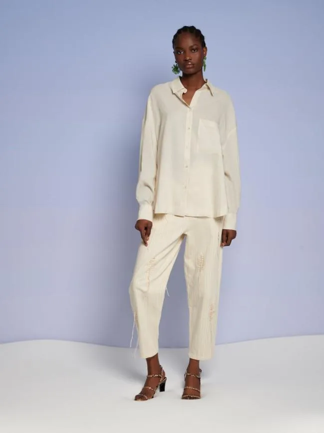 Womenswear Ghospell Rae Stitch Trousers Cream Beige Sister Jane Womenswear Ghospell Rae Stitch Trousers Cream Beige Sister Jane
