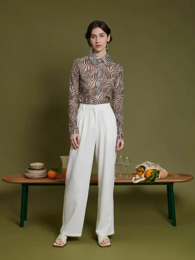 Womenswear Ghospell Simone Full Length Trousers Pearled White Sister Jane Womenswear Ghospell Simone Full Length Trousers Pearled White Sister Jane