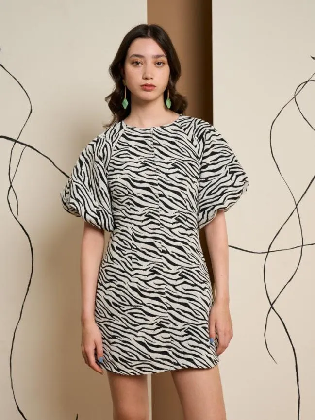 Womenswear Ghospell Stevie Zebra Mini Dress Black Satin Sister Jane