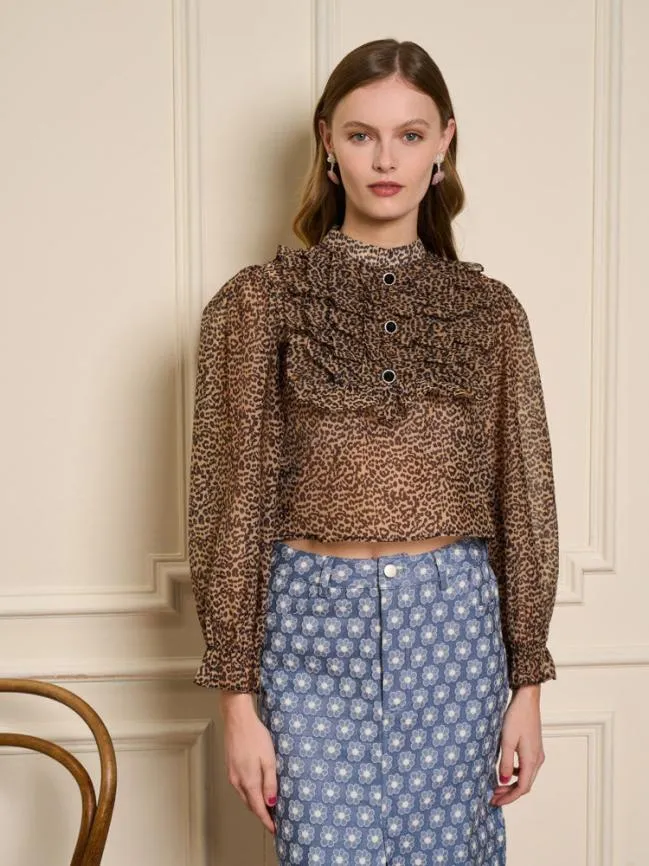 Womenswear Lisette Organza Ruffle Blouse Leopard Sister Jane