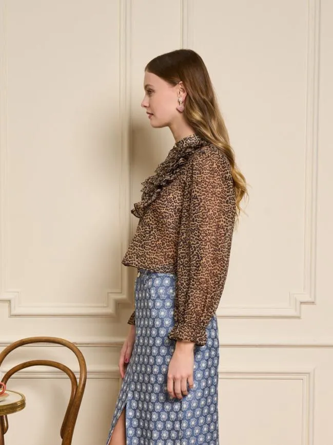 Womenswear Lisette Organza Ruffle Blouse Leopard Sister Jane Womenswear Lisette Organza Ruffle Blouse Leopard Sister Jane
