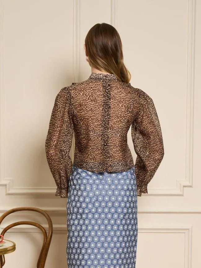 Womenswear Lisette Organza Ruffle Blouse Leopard Sister Jane Womenswear Lisette Organza Ruffle Blouse Leopard Sister Jane