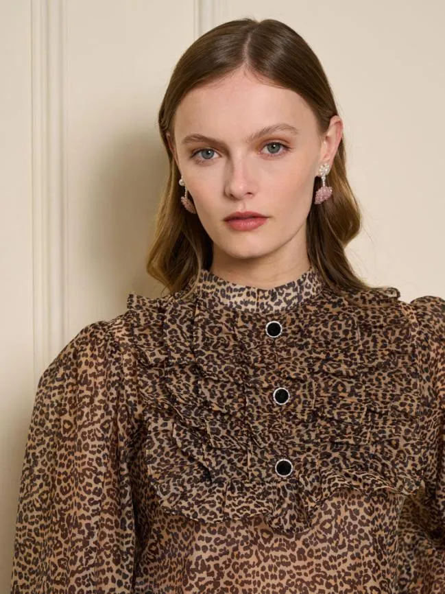 Womenswear Lisette Organza Ruffle Blouse Leopard Sister Jane Womenswear Lisette Organza Ruffle Blouse Leopard Sister Jane