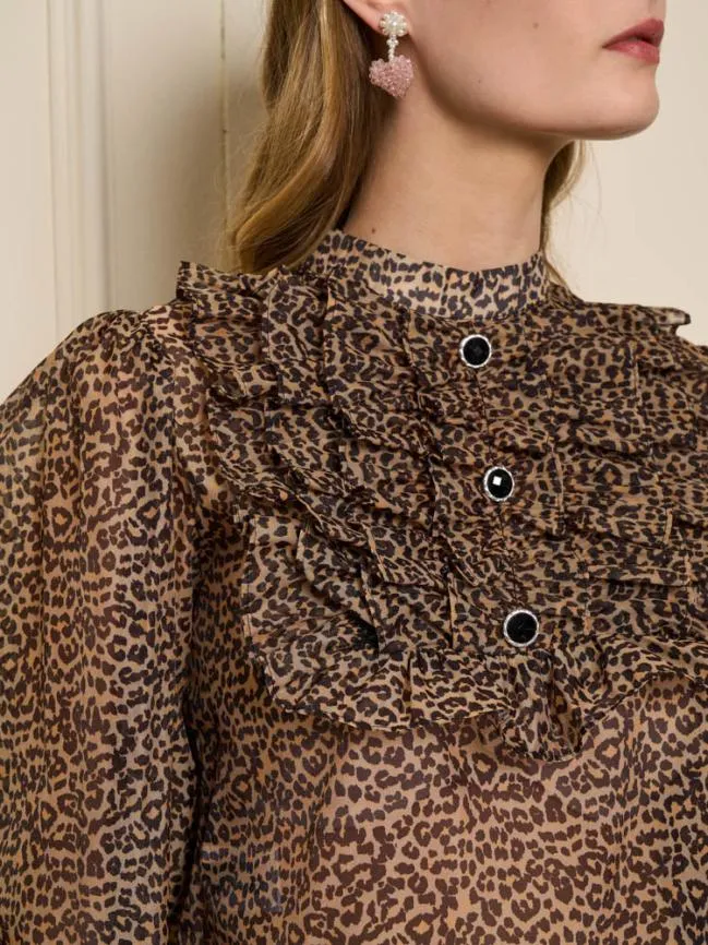 Womenswear Lisette Organza Ruffle Blouse Leopard Sister Jane Womenswear Lisette Organza Ruffle Blouse Leopard Sister Jane