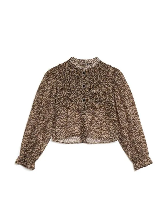 Womenswear Lisette Organza Ruffle Blouse Leopard Sister Jane Womenswear Lisette Organza Ruffle Blouse Leopard Sister Jane