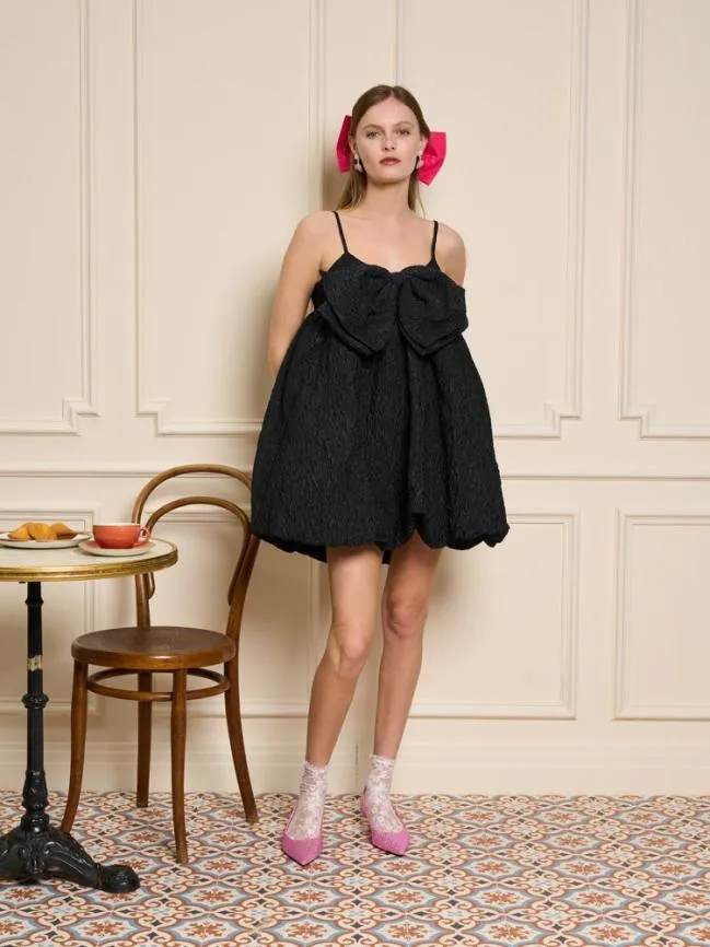 Womenswear Marie Bow Mini Dress Ink Black Sister Jane Womenswear Marie Bow Mini Dress Ink Black Sister Jane