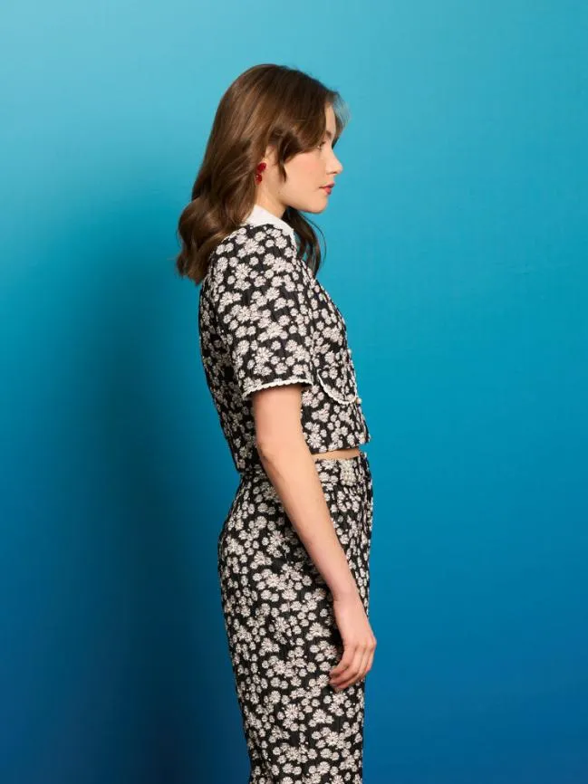 Womenswear Pearl Marina Jacquard Top Black Daisy Sister Jane Womenswear Pearl Marina Jacquard Top Black Daisy Sister Jane
