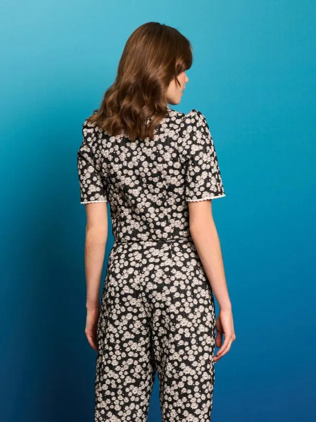 Womenswear Pearl Marina Jacquard Top Black Daisy Sister Jane Womenswear Pearl Marina Jacquard Top Black Daisy Sister Jane