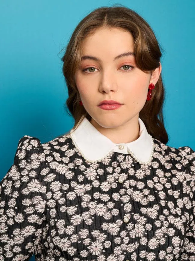 Womenswear Pearl Marina Jacquard Top Black Daisy Sister Jane Womenswear Pearl Marina Jacquard Top Black Daisy Sister Jane