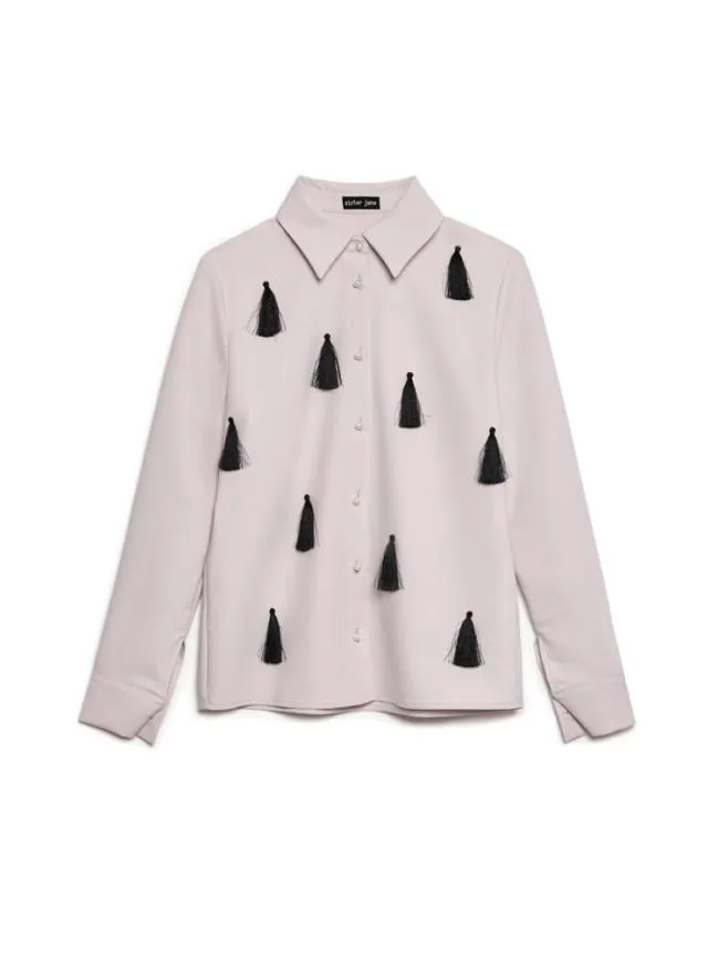Womenswear Tetra Tassel Shirt Pastel Lilac Sister Jane Womenswear Tetra Tassel Shirt Pastel Lilac Sister Jane