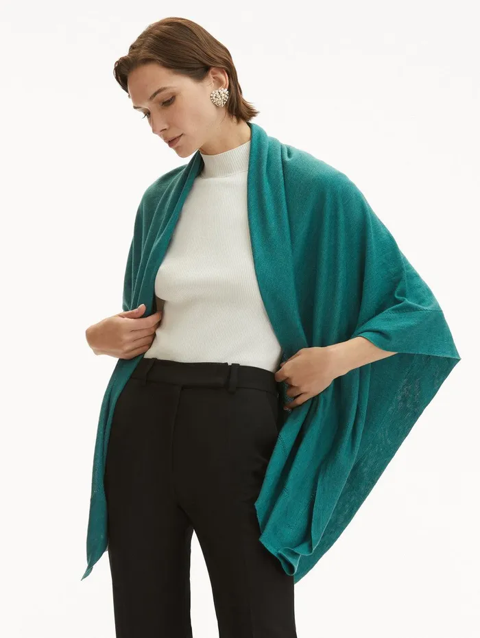 WoolBlend Shawl Teal Women Oscar De La Renta Scarves WoolBlend Shawl Teal Women Oscar De La Renta Scarves