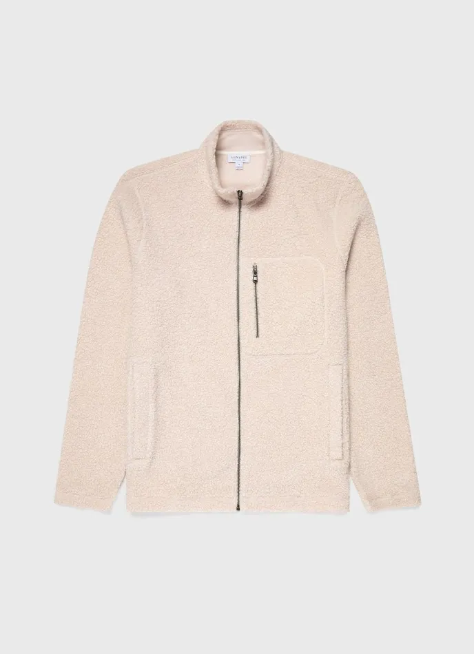 Wool Fleece Jacket Ecru Men SUNSPEL Jackets and Coats
