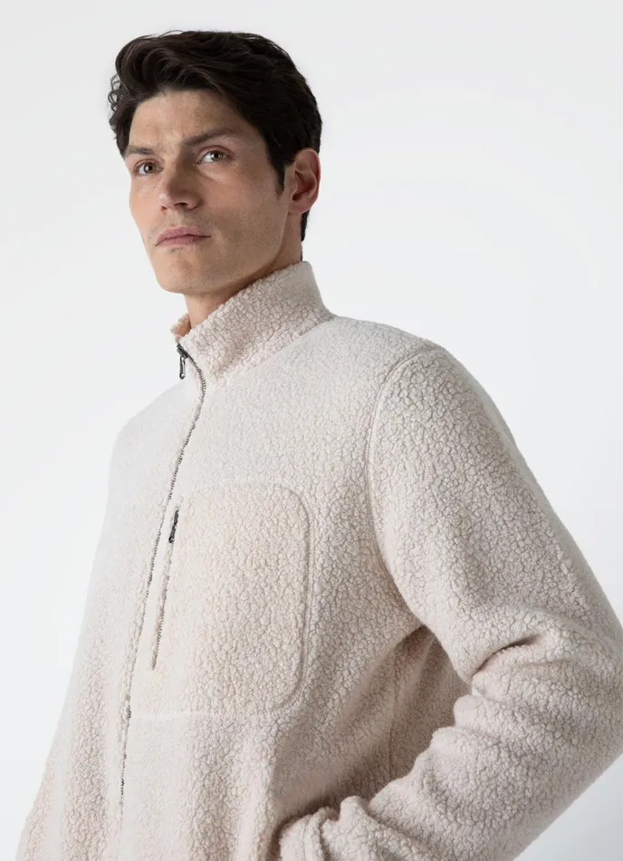 Wool Fleece Jacket Ecru Men SUNSPEL Jackets and Coats