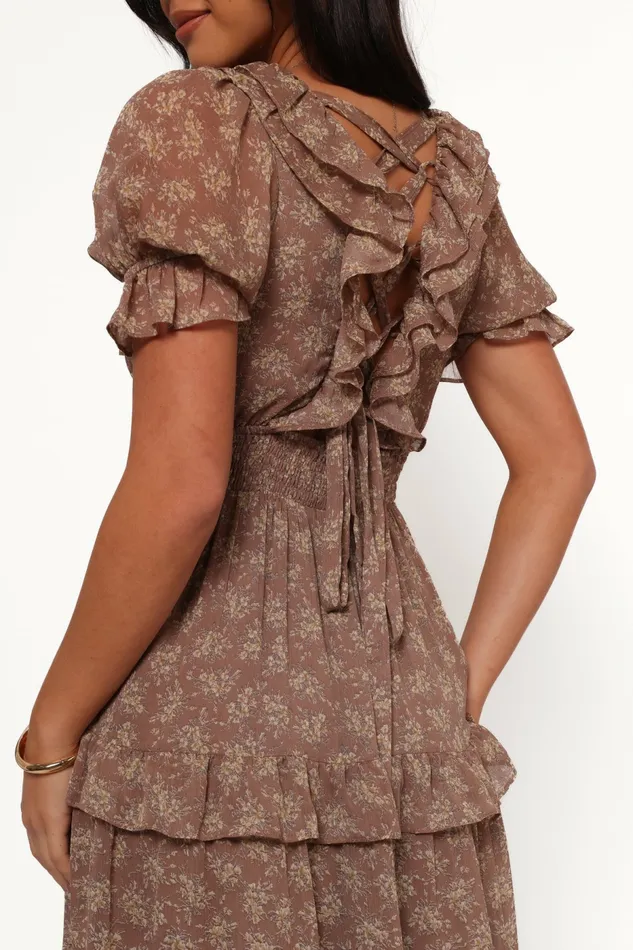 Wrap Dresses Petal and Pup Women Dayla Maxi Dress BrownLight Beige