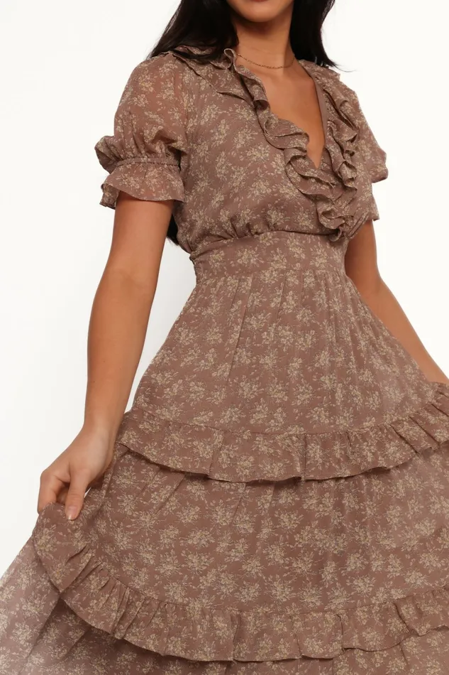 Wrap Dresses Petal and Pup Women Dayla Maxi Dress BrownLight Beige