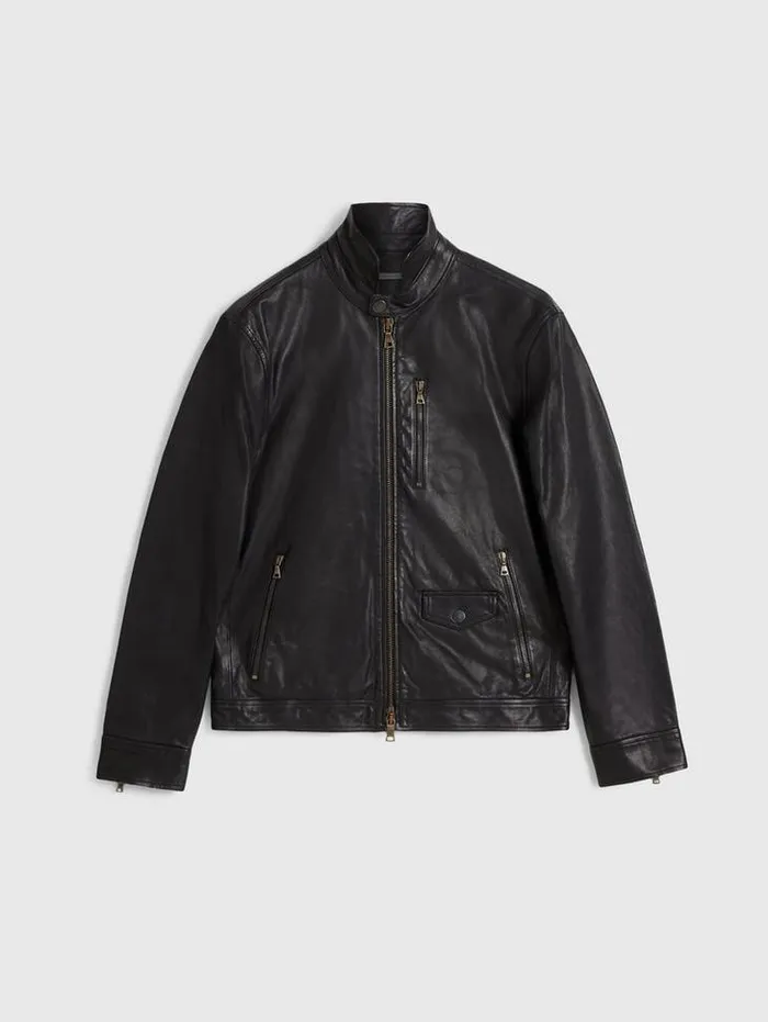 YORK JACKET Black Men John Varvatos Leather Jackets