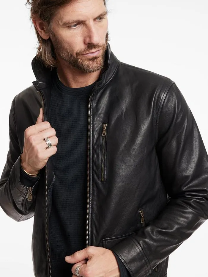 YORK JACKET Black Men John Varvatos Leather Jackets