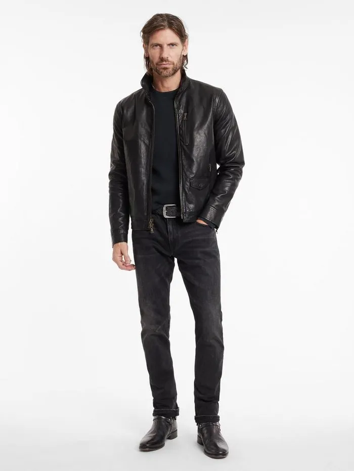 YORK JACKET Black Men John Varvatos Leather Jackets