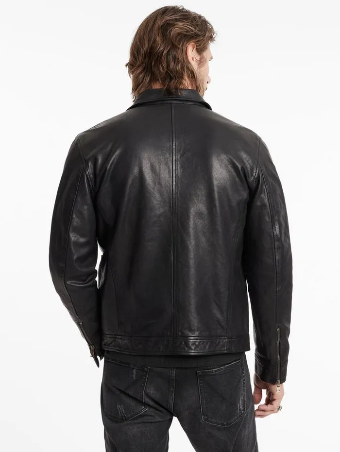 YORK JACKET Black Men John Varvatos Leather Jackets