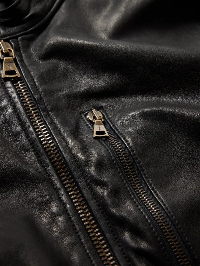 YORK JACKET Black Men John Varvatos Leather Jackets