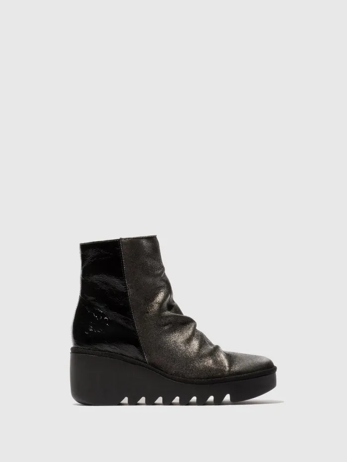 Zip Up Ankle Boots BAAN538FLY SILVERBLACK Women Fly London Ankle Boots