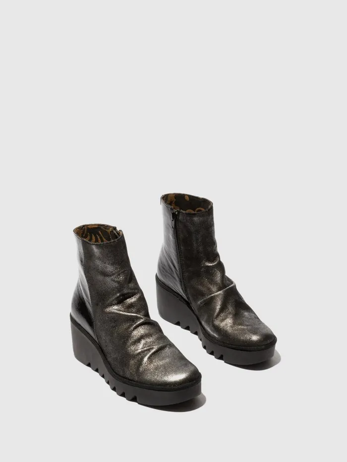 Zip Up Ankle Boots BAAN538FLY SILVERBLACK Women Fly London Ankle Boots