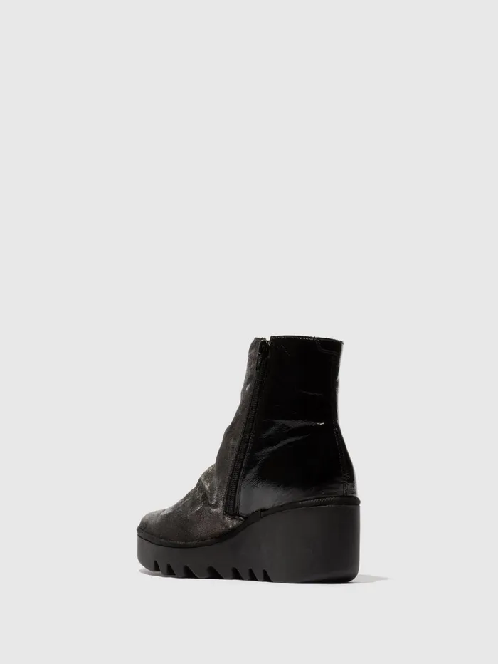 Zip Up Ankle Boots BAAN538FLY SILVERBLACK Women Fly London Ankle Boots