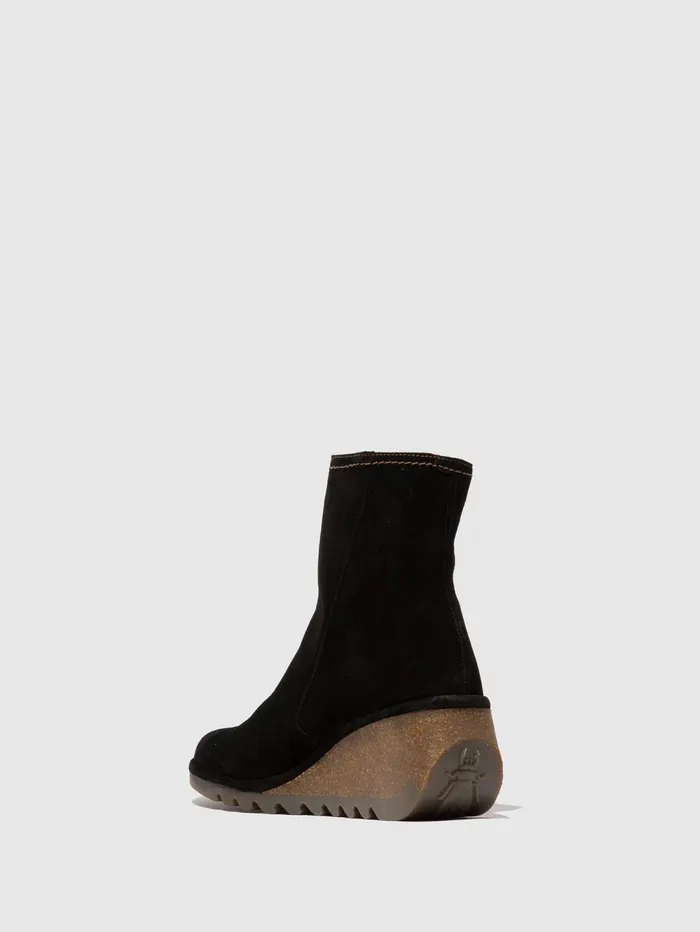 Zip Up Ankle Boots NELA407FLY OIL SUEDE BLACK Women Fly London Ankle Boots