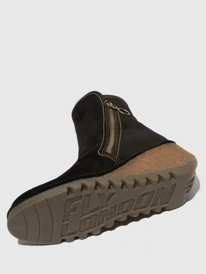 Zip Up Ankle Boots NELA407FLY OIL SUEDE BLACK Women Fly London Ankle Boots