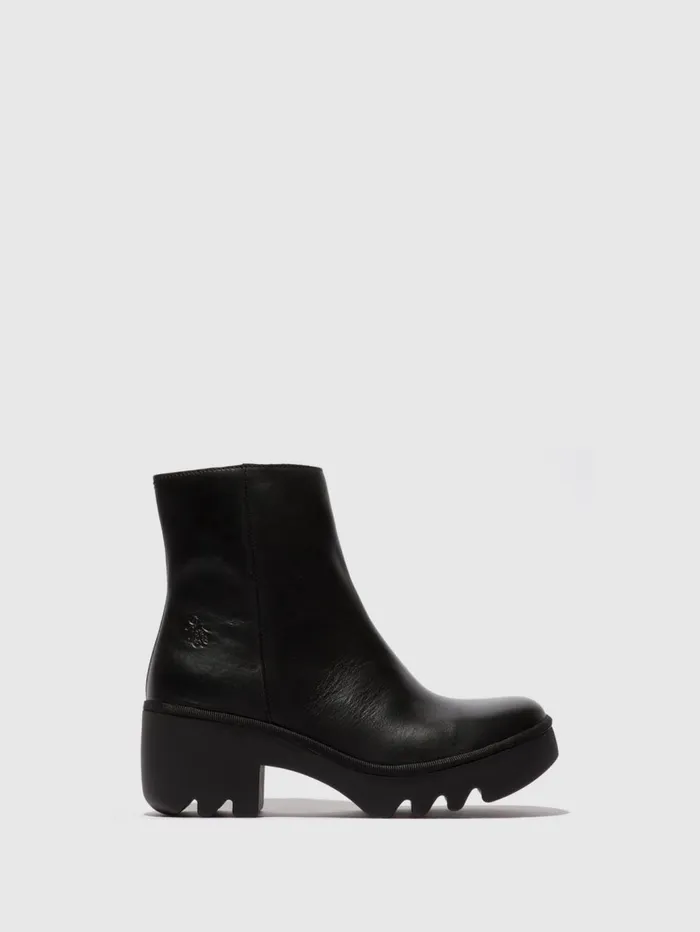 Zip Up Ankle Boots TOOR513FLY RUG BLACK Women Fly London Ankle Boots