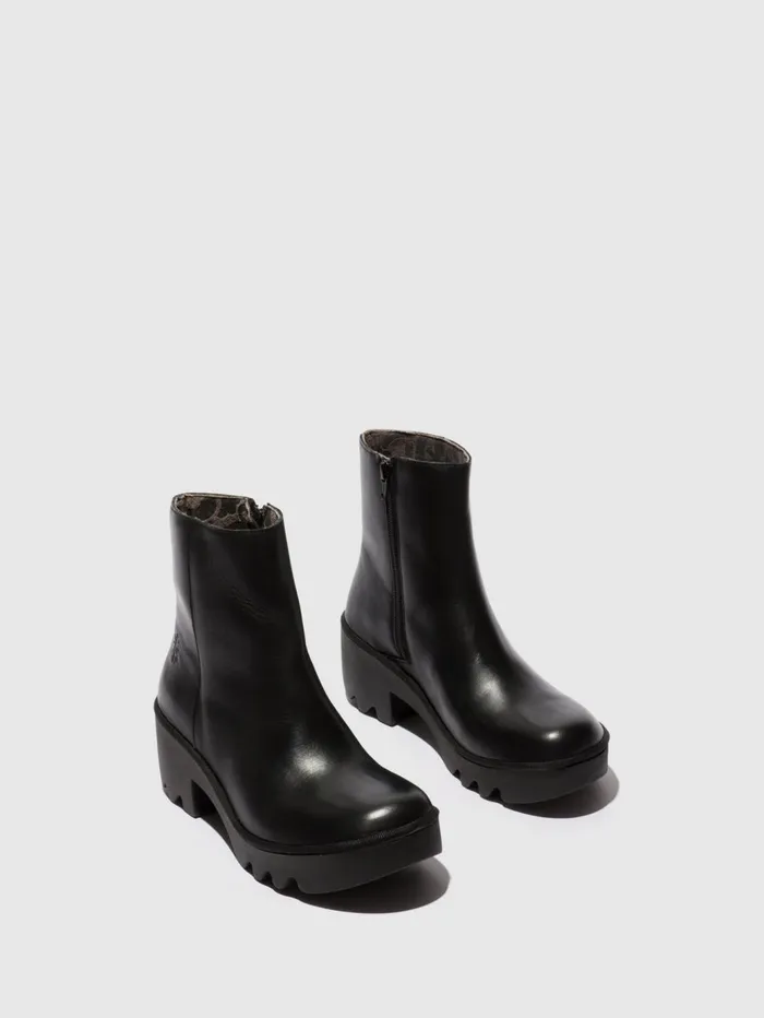 Zip Up Ankle Boots TOOR513FLY RUG BLACK Women Fly London Ankle Boots