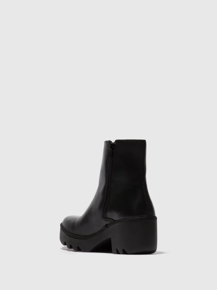 Zip Up Ankle Boots TOOR513FLY RUG BLACK Women Fly London Ankle Boots