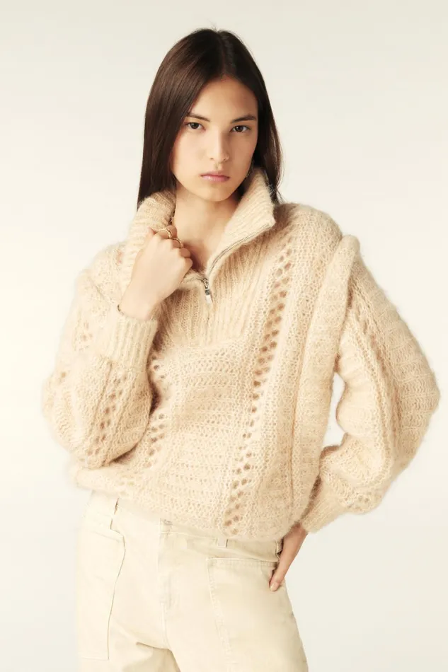 ZipUp Neckline Sweater Balazo Yellow Women Baandsh Sweaters and Cardigans