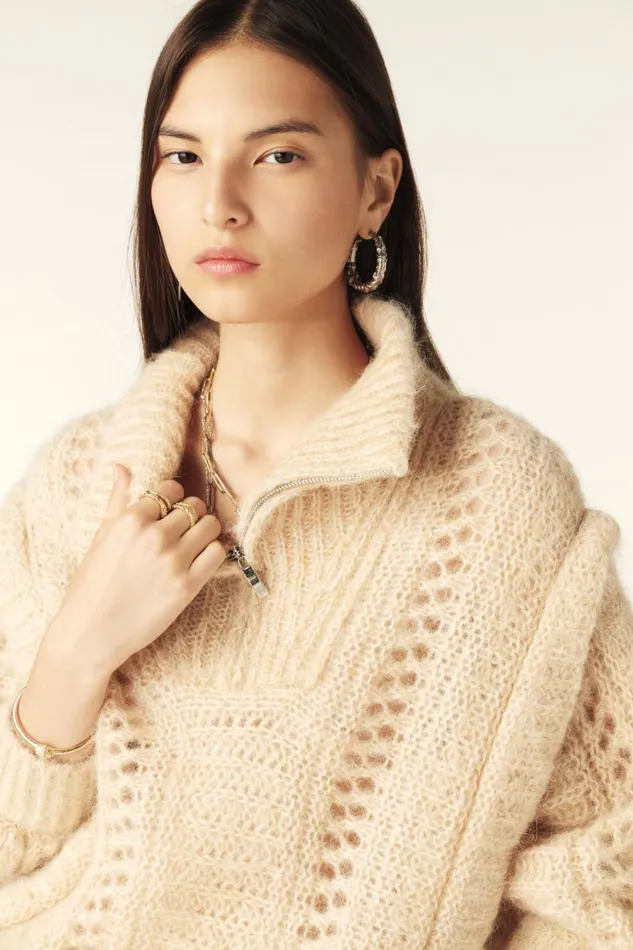 ZipUp Neckline Sweater Balazo Yellow Women Baandsh Sweaters and Cardigans